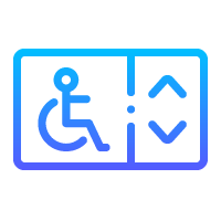 Pictogramme ascenseur pour personne à mobilité réduite, PMR